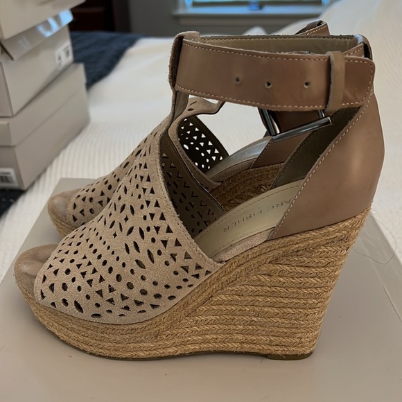 Marc Fisher HASINA platform wedge espadrilles in color called dark natural suede - Picture 1 of 7